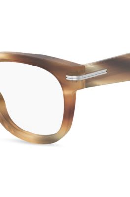 Patterned-acetate optical frames with silver-tone hinges, Brown