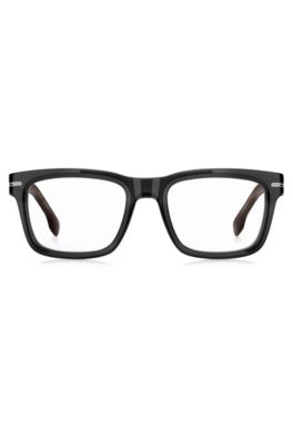 Grey-acetate optical frames with patterned end-tips, Black