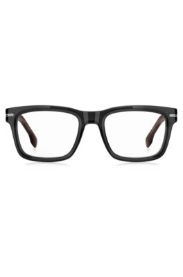 Monture optique en acétate gris avec embouts à motif