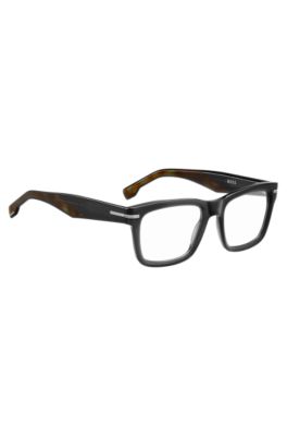 Grey-acetate optical frames with patterned end-tips, Black