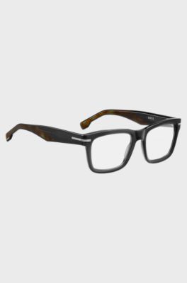 Grey-acetate optical frames with patterned end-tips, Black