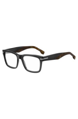 Grey-acetate optical frames with patterned end-tips, Black