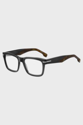 Grey-acetate optical frames with patterned end-tips, Black