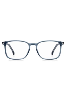 Blue-acetate optical frames with silver-tone hinges, Blue