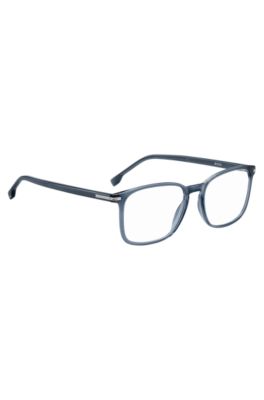 Blue-acetate optical frames with silver-tone hinges, Blue