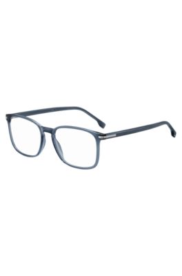 Blue-acetate optical frames with silver-tone hinges, Blue