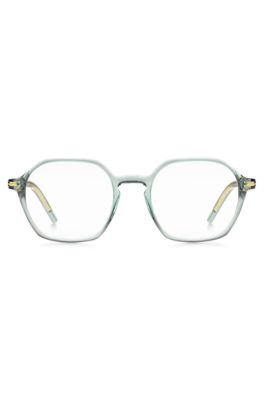 Aqua-acetate optical frames with gold-tone temples, Light Blue
