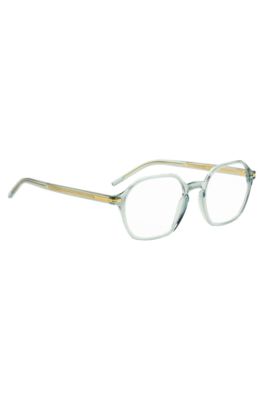 Aqua-acetate optical frames with gold-tone temples, Light Blue