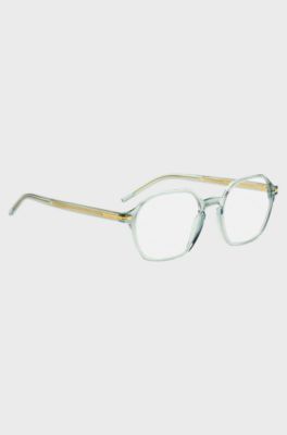 Aqua-acetate optical frames with gold-tone temples, Light Blue