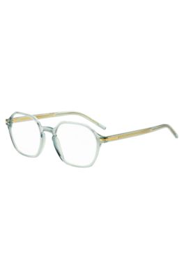 Aqua-acetate optical frames with gold-tone temples, Light Blue