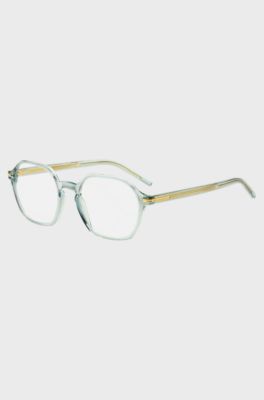 Aqua-acetate optical frames with gold-tone temples, Light Blue