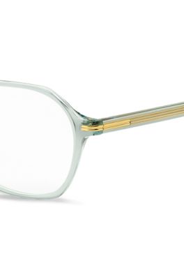 Aqua-acetate optical frames with gold-tone temples, Light Blue