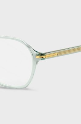 Aqua-acetate optical frames with gold-tone temples, Light Blue