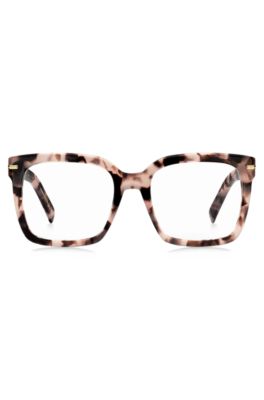 Pink-Havana optical frames with gold-tone hinges, Patterned