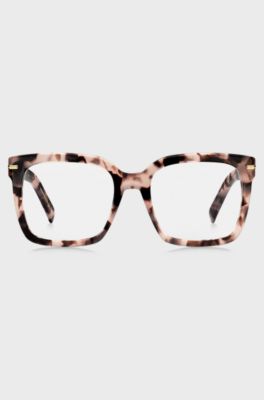 Pink-Havana optical frames with gold-tone hinges, Patterned