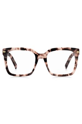Monture optique rose Havana avec charnières dorées