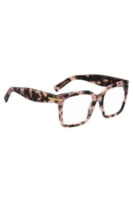 Pink-Havana optical frames with gold-tone hinges, Patterned