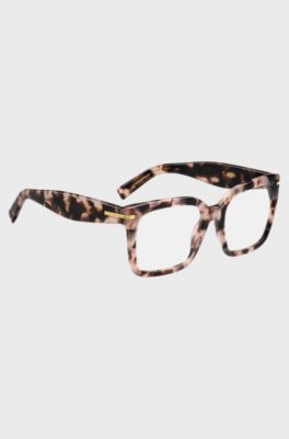 Pink-Havana optical frames with gold-tone hinges, Patterned