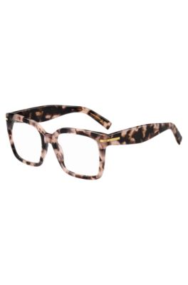 Pink-Havana optical frames with gold-tone hinges, Patterned