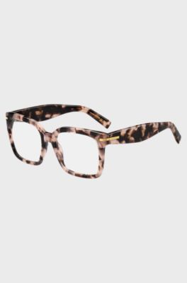 Pink-Havana optical frames with gold-tone hinges, Patterned