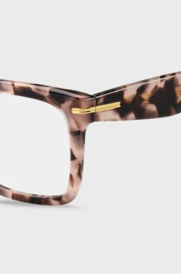 Pink-Havana optical frames with gold-tone hinges, Patterned