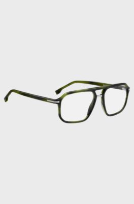 Green-horn optical frames with double bridge, Green