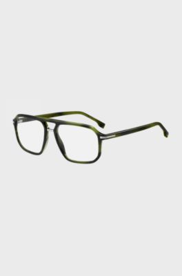 Green-horn optical frames with double bridge, Green