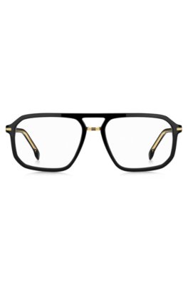 Monture optique en acétate noir avec finitions dorées