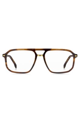 Monture optique à motif écailles marron et charnières dorées
