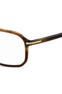 Brown-horn optical frames with gold-tone hinges, Brown