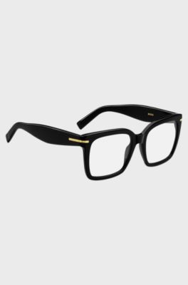 Black-acetate optical frames with gold-tone hinges, Black