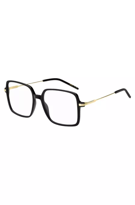 Black-acetate optical frames with gold-tone temples