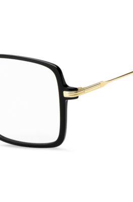 Black-acetate optical frames with gold-tone temples, Black
