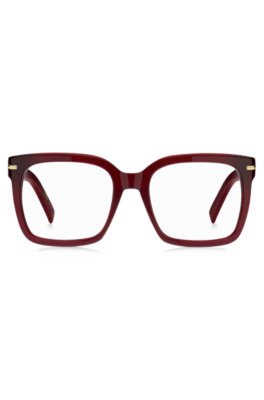 Monture optique en acétate bordeaux avec charnières dorées