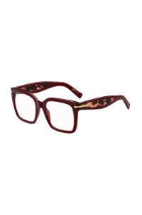 Montura para gafas graduadas de acetato burdeos con bisagras doradas, Rojo estampado