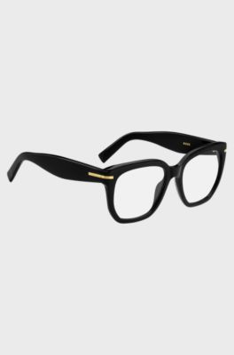 Black-acetate optical frames with gold-tone hinges, Black