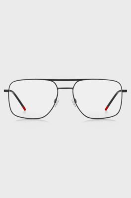 Black-metal optical frames with double bridge, Black