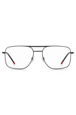 Monture optique en métal noir à double pont