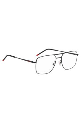 Black-metal optical frames with double bridge, Black