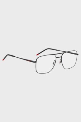 Black-metal optical frames with double bridge, Black
