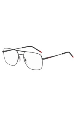 Black-metal optical frames with double bridge, Black