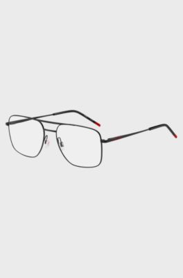 Black-metal optical frames with double bridge, Black