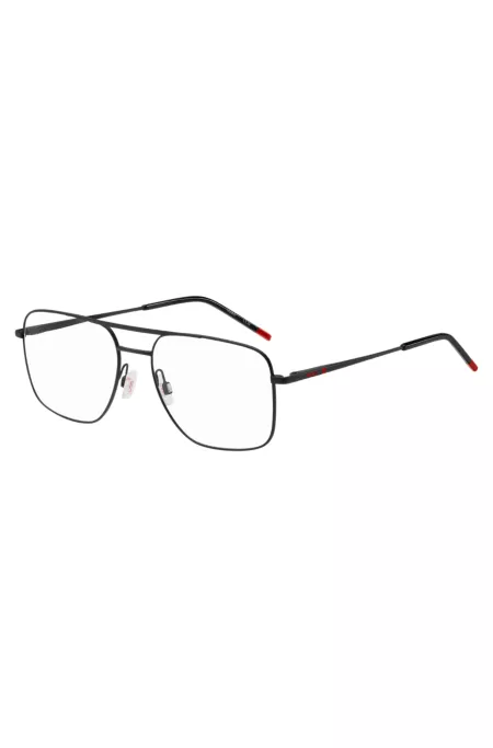 Monture optique en métal noir à double pont
