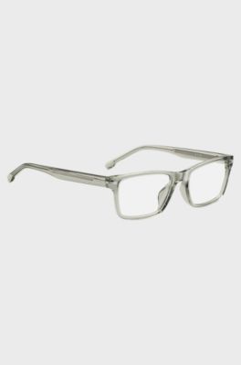 Montura para gafas graduadas de acetato color salvia con bisagras plateadas, Gris claro