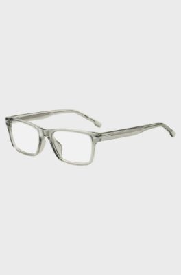 Montura para gafas graduadas de acetato color salvia con bisagras plateadas, Gris claro