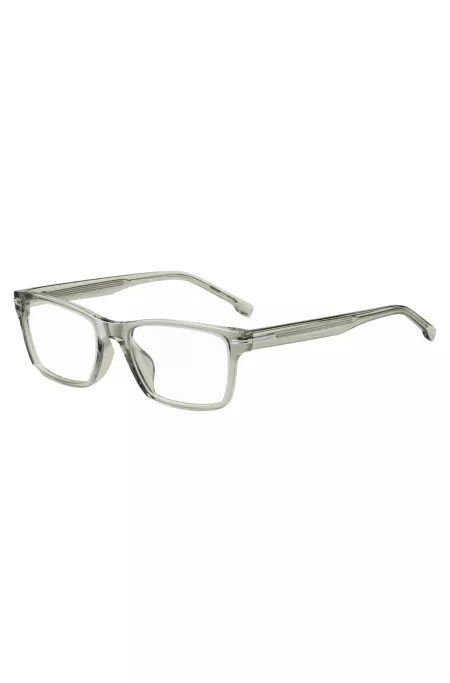 Sage-acetate optical frames with silver-tone hinges