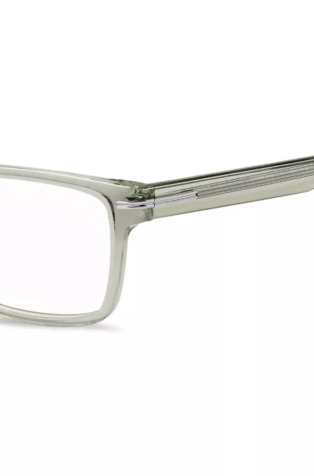 Sage-acetate optical frames with silver-tone hinges