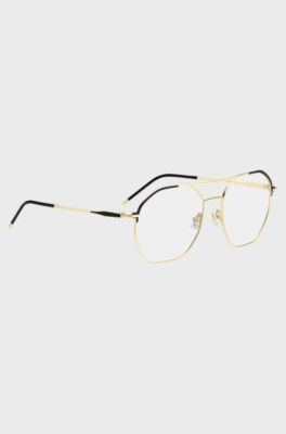 Double-bridge optical frames with black and gold tones, Gold