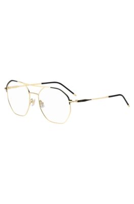 Double-bridge optical frames with black and gold tones, Gold