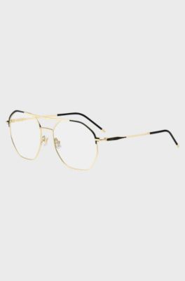 Double-bridge optical frames with black and gold tones, Gold
